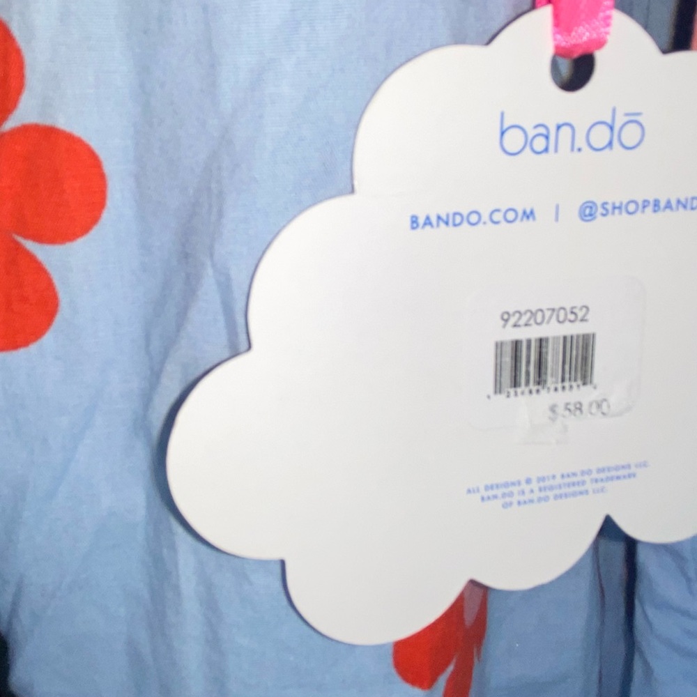 Ban.do Retro Daisy Sleep Dress Sz S Button 100% Cotton Blue Red AA15 - Picture 5 of 9